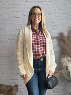 Stitch Fix Off White Open Long cocoon Cardigan S